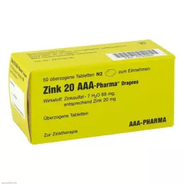 ZINK 20 AAA-Gyógyszerészeti drazsé, 50 db