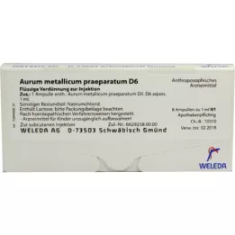 AURUM METALLICUM PRAEPARATUM D 6 Ampoules, 8 db