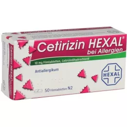CETIRIZIN HEXAL Film -bevonatú tabletták allergiákon, 50 db