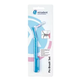 MIRADENT Interd.Pic-Brush Set 1Halt+1Bü.trans.blau, 1 db