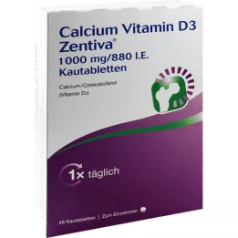 Kalcium D3-vitamin Zentiva 1000 mg / 880 I.E. rágható tabletta, 48 db