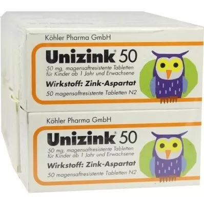 UNIZINK 50 gyomor -rezisztens tabletta, 10x50 db