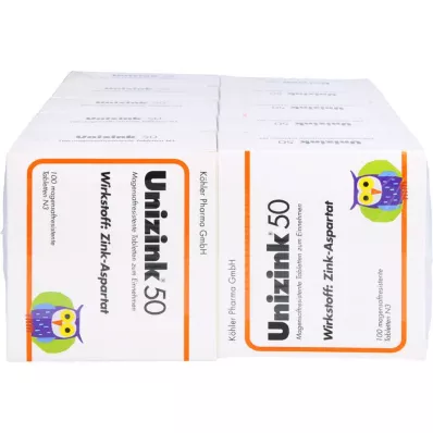 UNIZINK 50 gyomor -rezisztens tabletta, 10x100 db