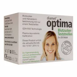 Diamet optima vércukormérő csíkok 2 az 1-ben, 2x25 db