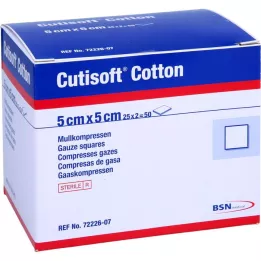 CUTISOFT Pamut borogatás 5x5 cm steril 12 rétegű, 25X2 db