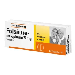 FOLSÄURE-RATIOPHARM 5 mg-os tabletta, 20 db
