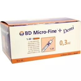 BD MICRO-FINE+ insulinspr.3 ml U100 0,3x8 mm, 100 db