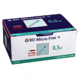 BD MICRO-FINE+ Inzulinfecskendő 0,5 ml U100 12,7 mm, 100X0,5 ml