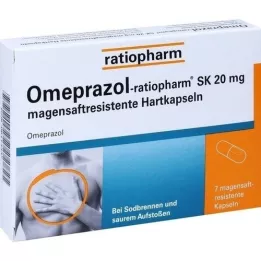 Omeprazolratiopharm SK 20 mg gyomor saftr.harps., 7 db