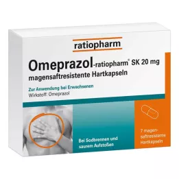 OMEPRAZOL-ratiopharm SK 20 mg gyomornedv-ellenálló kemény kapszula, 7 db