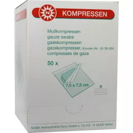 MULLKOMPRESSEN 7,5x7,5 cm steril 8 utas, 50X2 db