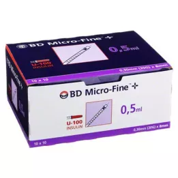 BD MICRO-FINE+ Inzulinfecskendő 0,5 ml U100 8 mm, 100X0,5 ml