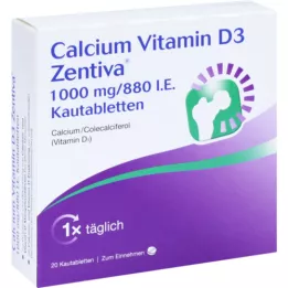 Kalcium D3-vitamin Zentiva 1000 mg / 880 I.E. rágható tabletta, 20 db