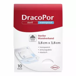 DRACOPOR vízálló sebkötöző 3,8x3,8 cm steril, 10 db