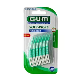 GUM Soft Picks Advanced Regular + Travel Case, 30 db