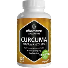 CURCUMA+PIPERIN+ C -vitamin vegán kapszulák, 120 db
