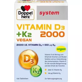 DOPPELHERZ D3 -vitamin 2000+K2 rendszertabletták, 120 db