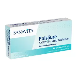 FOLSÄURE SANAVITA 5 mg-os tabletta, 20 db