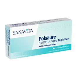 FOLSÄURE SANAVITA 5 mg-os tabletta, 50 db