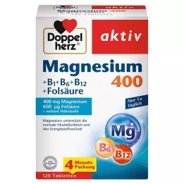 DOPPELHERZ Magnézium 400+B1+B6+B12+Folsav tabletta, 120 db