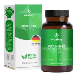 K2-vitamin 200 µg MK-7 vegán tabletta, 240 db