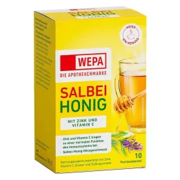 Wepa zsálya + méz + C-vitamin + cinkpor, 10X10 g
