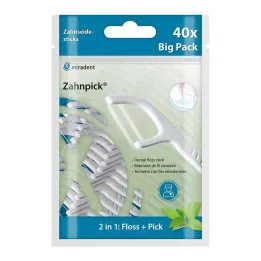 Miradent fogpiszkáló fogselyem 2 az 1-ben menta, 40 db