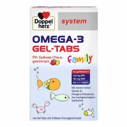 Doppelherz Omega-3 Gel-Tabs család Strawberry Citrus rendszer, 120 db