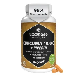 Curcuma 10 000 + piperin nagy dózisú vegán kapszula, 90 db